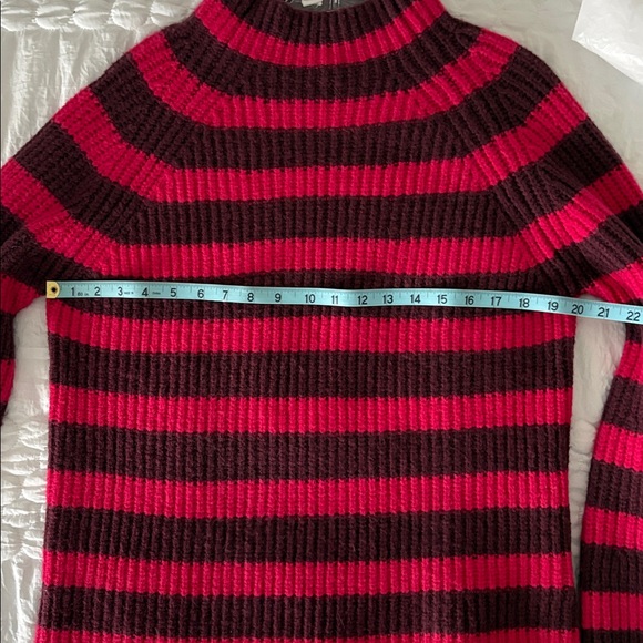 Maeve Pink and Burgundy Striped Turtleneck Sweater - Picture 13 of 15